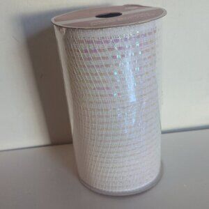 NWT Metallic White Mesh Xtra Wide Christmas Ribbon Michaels Holiday Crafts Decor